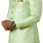 Stunning Pistachio Green Banarasi Brocade Achkan for Men | Father-Son Combo | Grooms & Weddings | Jaipurio